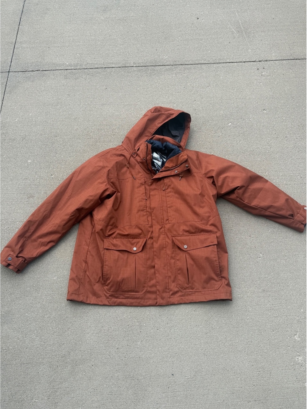 Men’s Columbia Sportswear winter Interchange 2X Waterproof Jacket Rust Orange